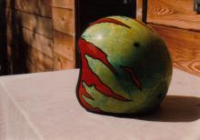Red Graphics Green Helmet